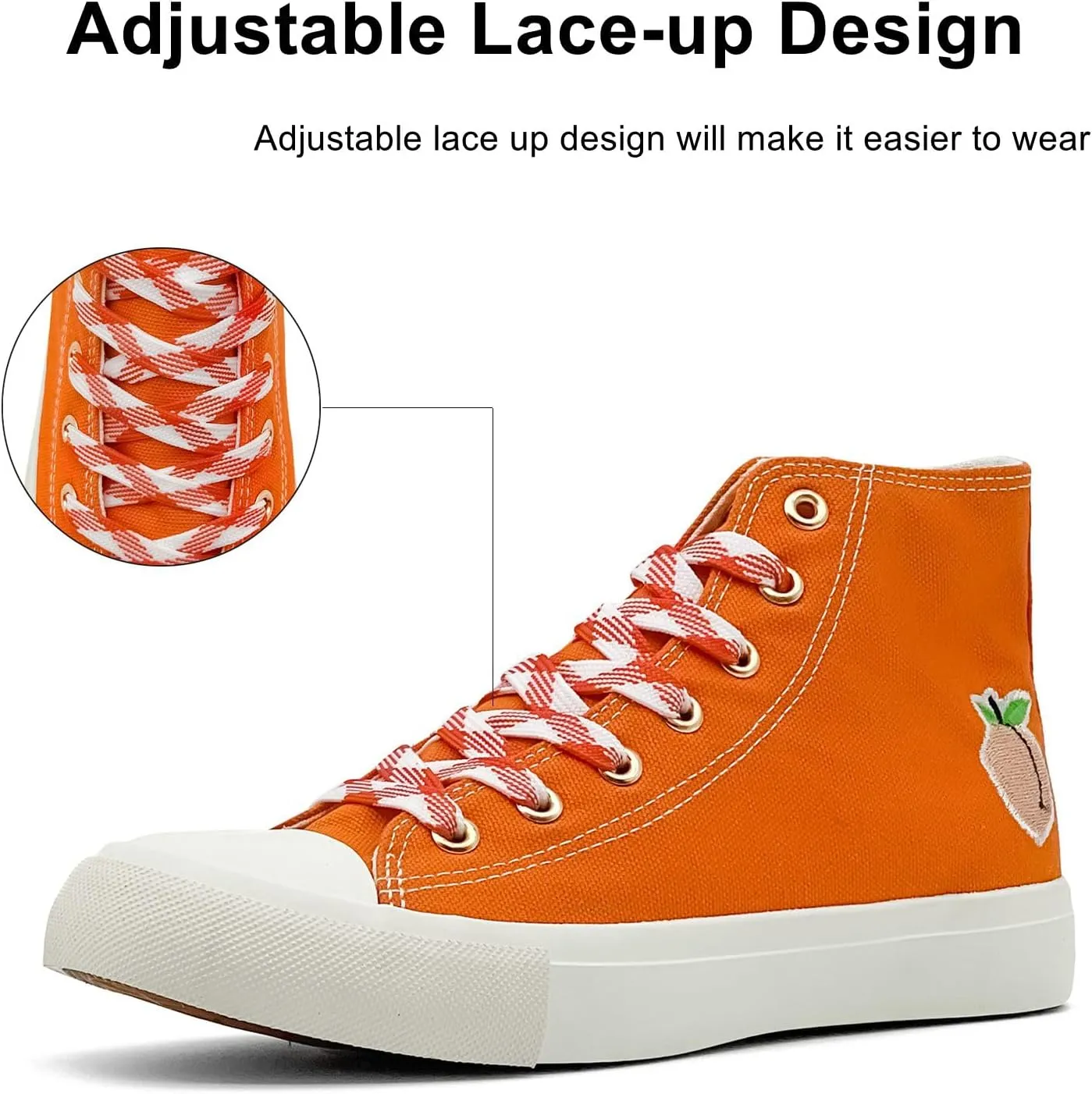 High Top Sneakers for Women Canvas Shoes Fruits Embroidery High Tops Women Casual Shoes Lace Up Fashion Sneakers