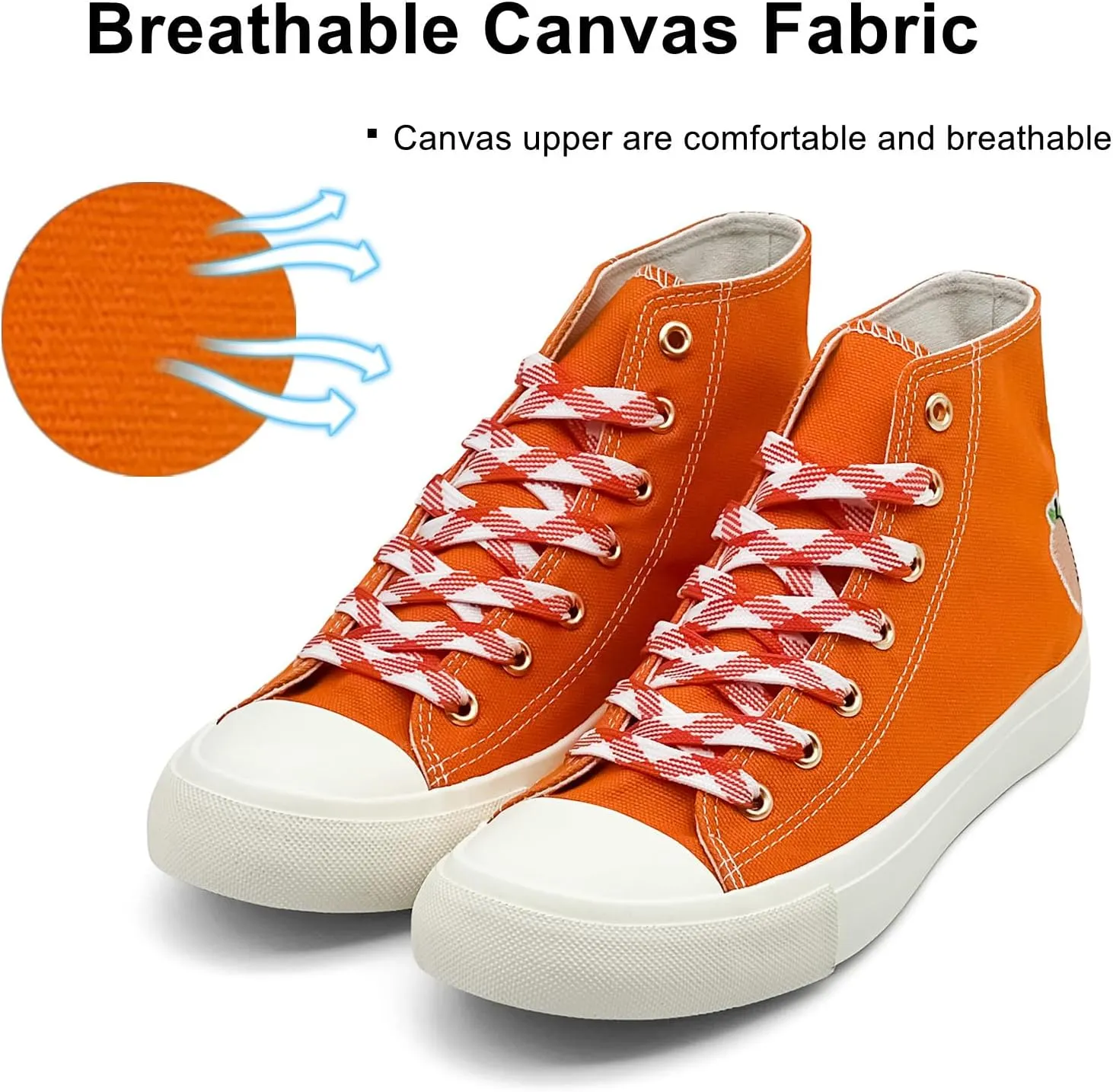 High Top Sneakers for Women Canvas Shoes Fruits Embroidery High Tops Women Casual Shoes Lace Up Fashion Sneakers