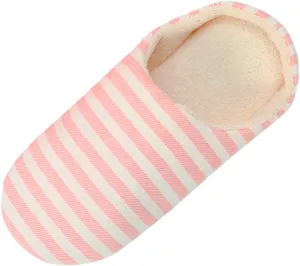 hlysgo Womens Fuzzy House Slipper Colorful Striped Lightweight Indoor Outdoor Winter Bed Slippers with Memory Foam
