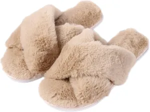Home Slipper Cozy Slippers Women's Light House Indoor Slippers Fuzzy Cross/Open Toe Slippers