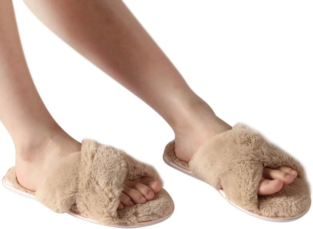 Home Slipper Cozy Slippers Women's Light House Indoor Slippers Fuzzy Cross/Open Toe Slippers