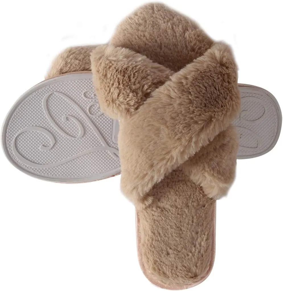 Home Slipper Cozy Slippers Women's Light House Indoor Slippers Fuzzy Cross/Open Toe Slippers