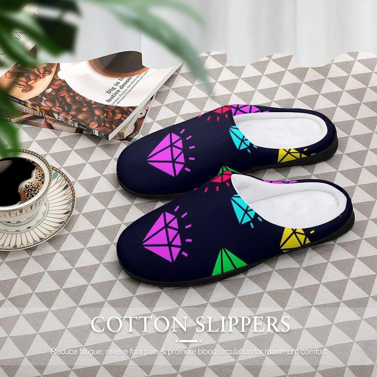 House Living Room Slippers - Memory Foam Slippers Rubber Sole Slippers