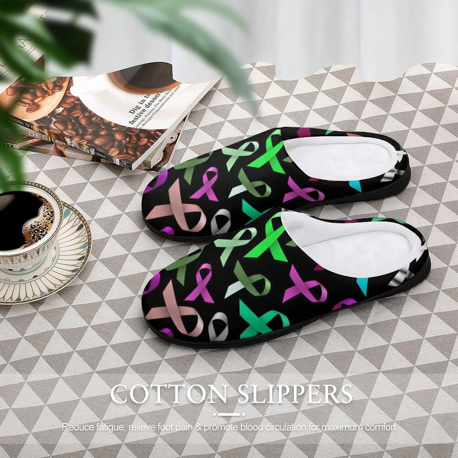 House Living Room Slippers - Memory Foam Slippers Rubber Sole Slippers