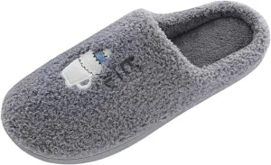 House Slippers for Men Cute Memory Foam House Slippers Furry Bedroom Slippers Anti-Slip Sole for Indoor Outdoor