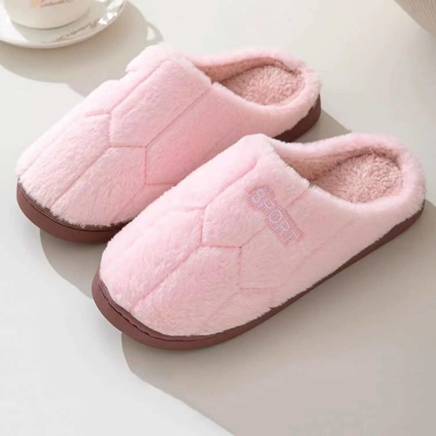 House Slippers for Women Memory Foam Fuzzy Slippers Indoor and Outdoor Slip on Bedroom Shoes with Faux Fur Lining