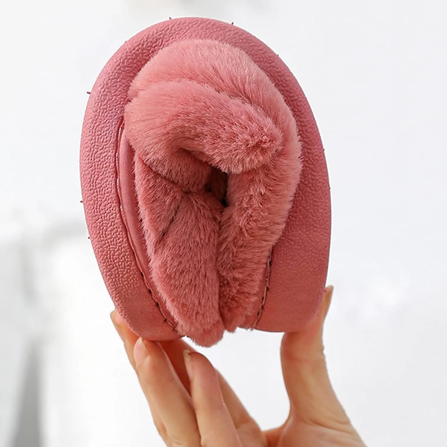 House Slippers for Women Memory Foam Fuzzy Slippers Indoor and Outdoor Slip on Bedroom Shoes with Faux Fur Lining