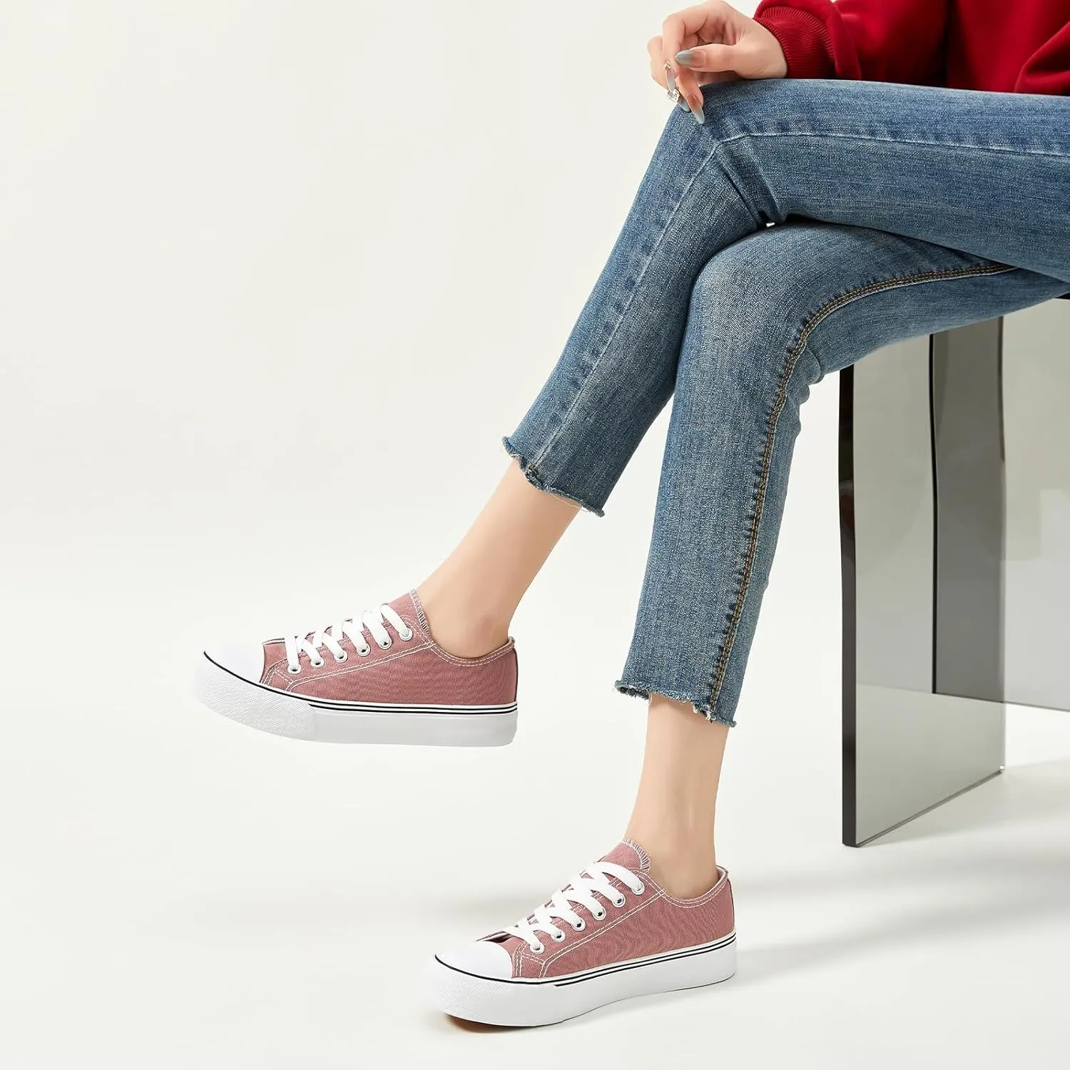 Iarus Womens Canvas Shoes Low top Sneakers for Womens Fashion Casual Shoes Walking Comfortable Shoes
