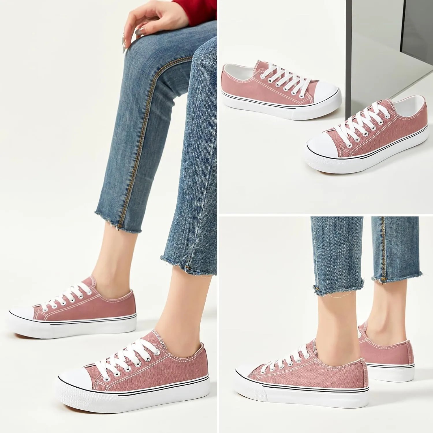 Iarus Womens Canvas Shoes Low top Sneakers for Womens Fashion Casual Shoes Walking Comfortable Shoes