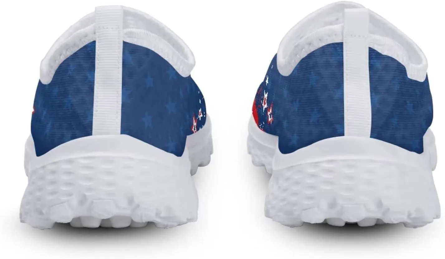 Jeiento American Flag Shoes for Men Women Road Running Shoes Womens Mens Comfortable Walking Tennis Sneakers Athletic Shoes