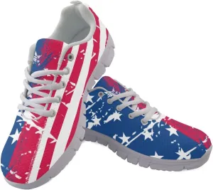 Jeiento American Flag Shoes for Women Running Shoes Womens Comfortable Walking Tennis Sneakers Athletic Shoes Gifts
