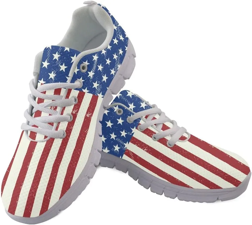 Jeiento American Flag Shoes for Women Running Shoes Womens Comfortable Walking Tennis Sneakers Athletic Shoes Gifts