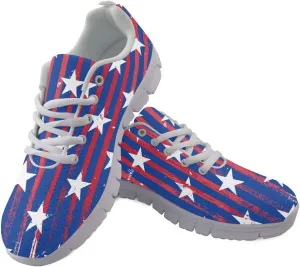 Jeiento American Flag Shoes for Women Running Shoes Womens Comfortable Walking Tennis Sneakers Athletic Shoes Gifts