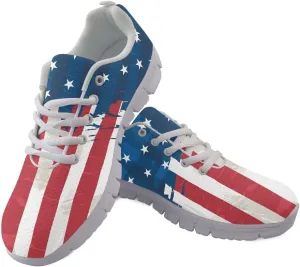 Jeiento American Flag Shoes for Women Running Shoes Womens Comfortable Walking Tennis Sneakers Athletic Shoes Gifts