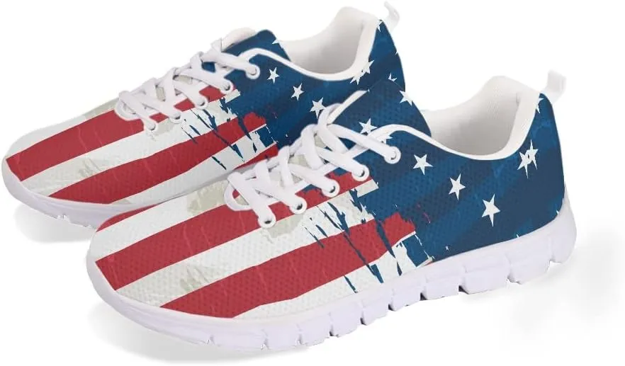 Jeiento American Flag Shoes for Women Running Shoes Womens Comfortable Walking Tennis Sneakers Athletic Shoes Gifts