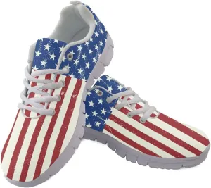 Jeiento American Flag Shoes for Women Running Shoes Womens Comfortable Walking Tennis Sneakers Athletic Shoes Gifts