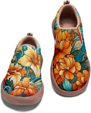 Kid's Art Painted Shoes Slip-On Loafers Fashion Leather Travel Sneaker Classical Floral Pattern
