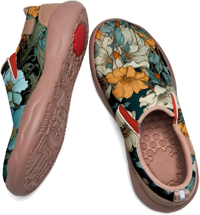 Kid's Art Painted Shoes Slip-On Loafers Fashion Leather Travel Sneaker Classical Floral Pattern