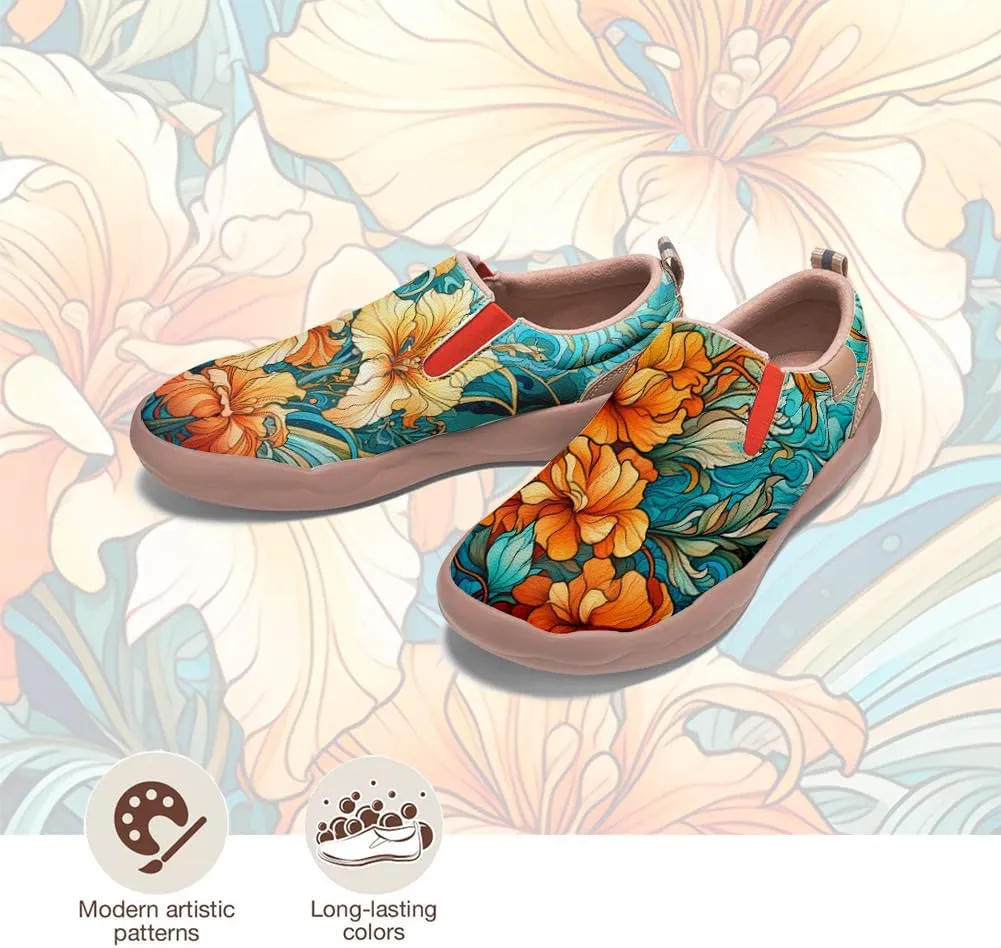 Kid's Art Painted Shoes Slip-On Loafers Fashion Leather Travel Sneaker Classical Floral Pattern