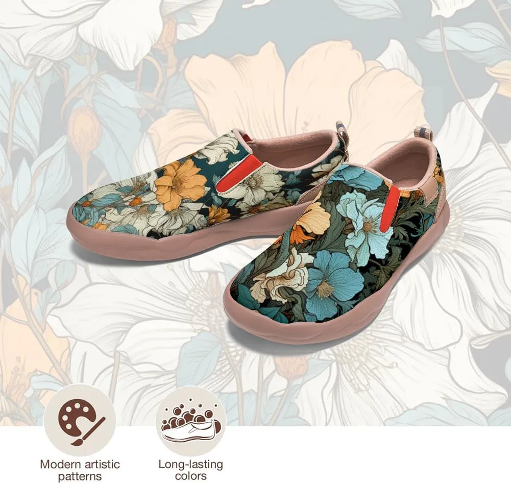 Kid's Art Painted Shoes Slip-On Loafers Fashion Leather Travel Sneaker Classical Floral Pattern