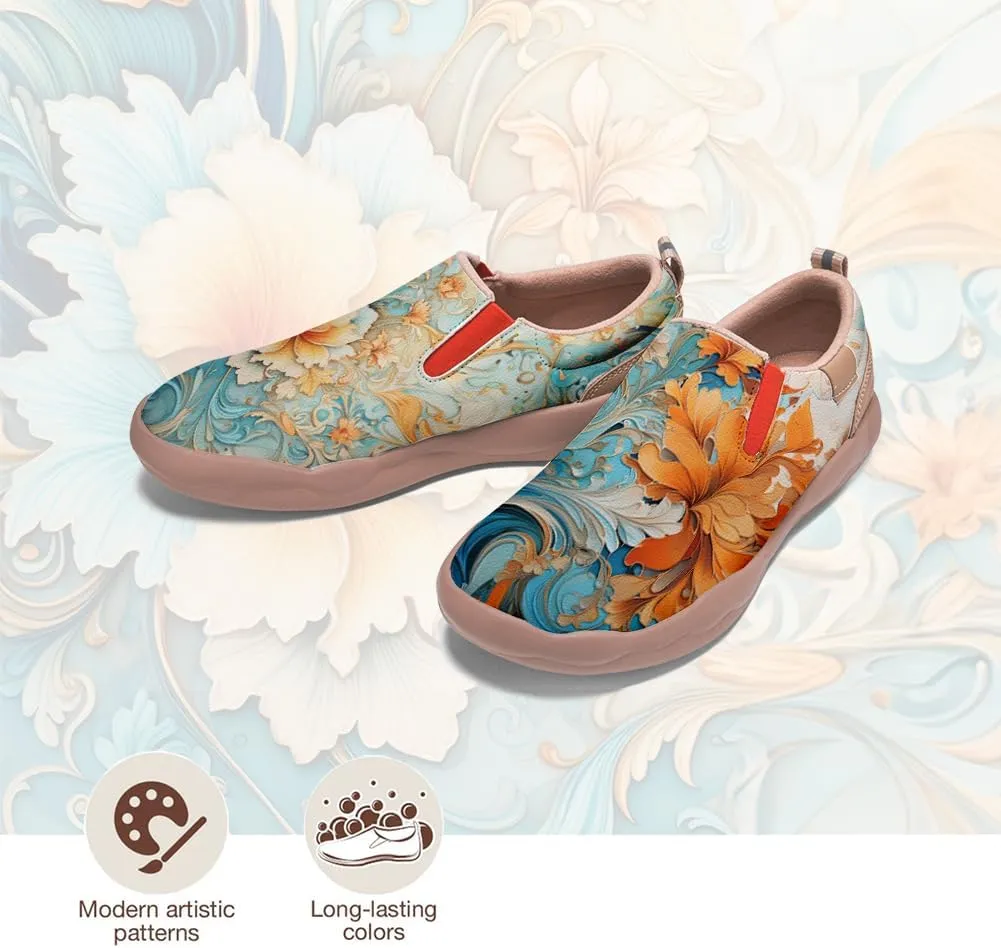 Kid's Art Painted Shoes Slip-On Loafers Fashion Leather Travel Sneaker Classical Floral Pattern