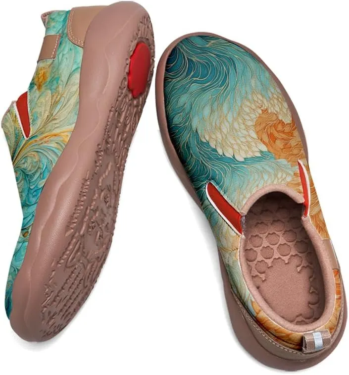 Kid's Art Painted Shoes Slip-On Loafers Fashion Leather Travel Sneaker Classical Floral Pattern