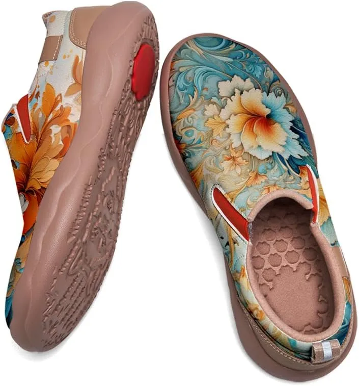 Kid's Art Painted Shoes Slip-On Loafers Fashion Leather Travel Sneaker Classical Floral Pattern