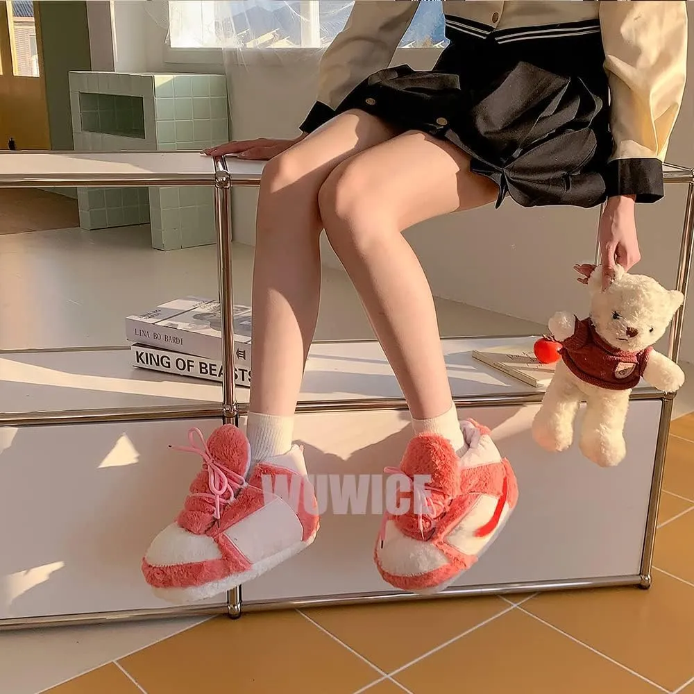 LAPRBY Sneaker Slippers Non Slip Sole Indoor House Plush Slippers Unisex Indoor Floor Cotton Shoes