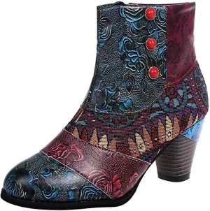 Lausiuoe Ankle Boots For Women Dressy Chunky Heel Cowgirl Cowboy Western Short Booties Wide Width Side Zipper Booties