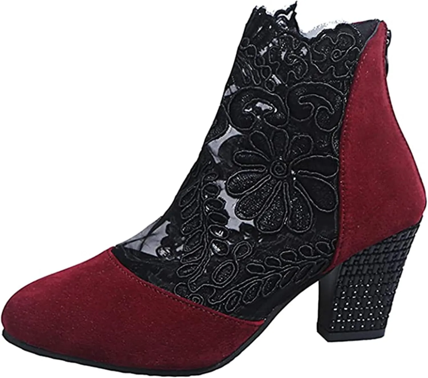 Lausiuoe Ankle Boots For Women Dressy Chunky Heel Cowgirl Cowboy Western Short Booties Wide Width Side Zipper Booties