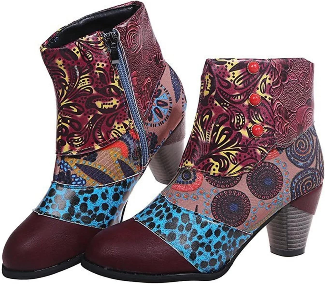 Lausiuoe Ankle Boots For Women Low Heel Chunky Dressy Pointed Toe Side Zipper Booties Fashion Western Short Boots Shoes