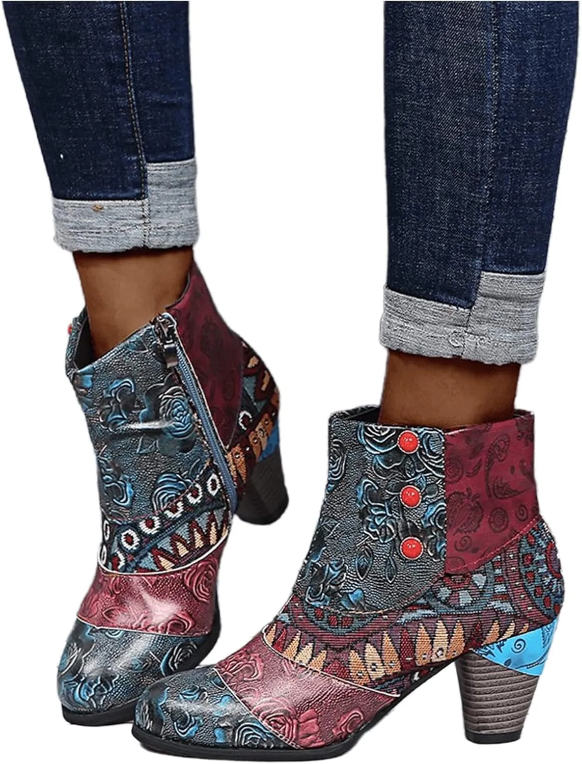 Lausiuoe Ankle Boots For Women Low Heel Chunky Dressy Pointed Toe Side Zipper Booties Fashion Western Short Boots Shoes