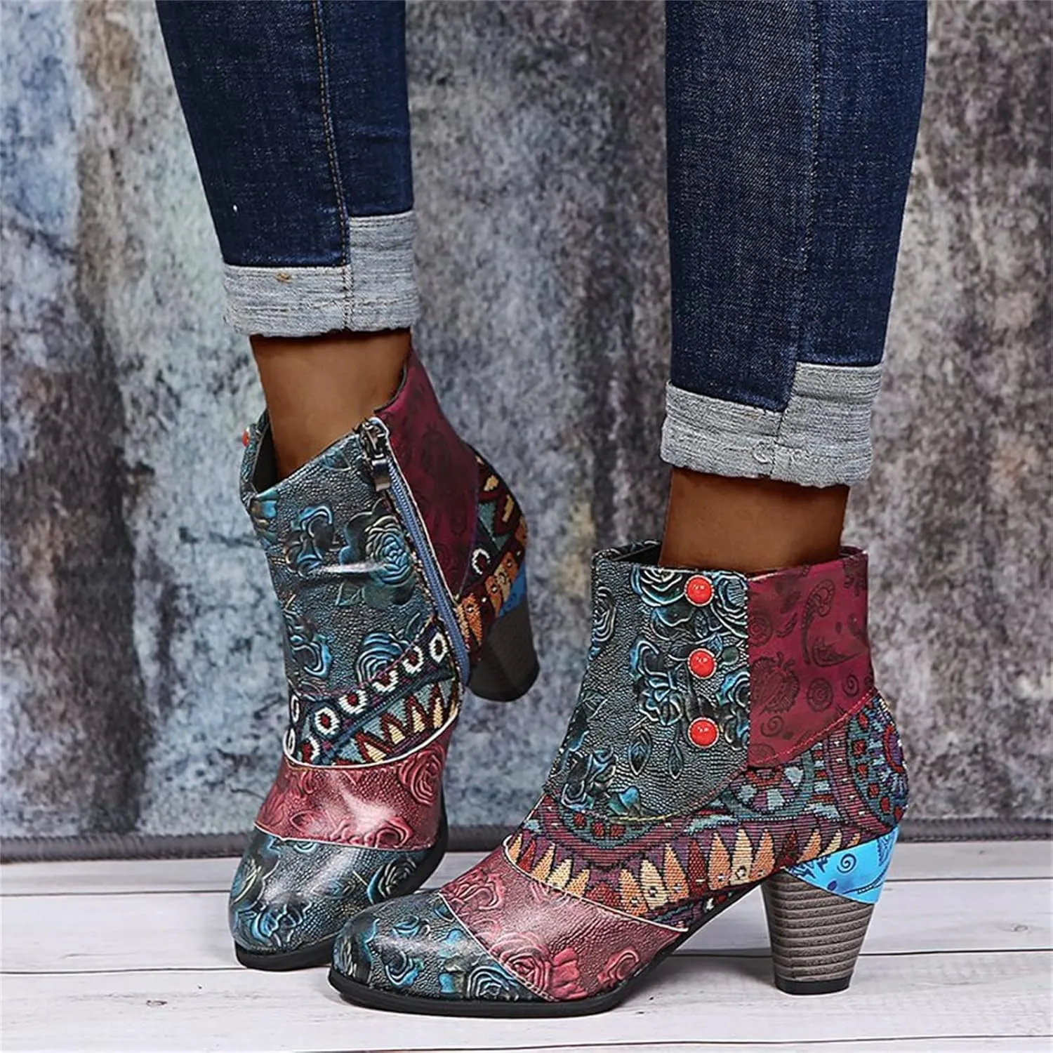Lausiuoe Ankle Boots For Women Low Heel Chunky Dressy Pointed Toe Side Zipper Booties Fashion Western Short Boots Shoes