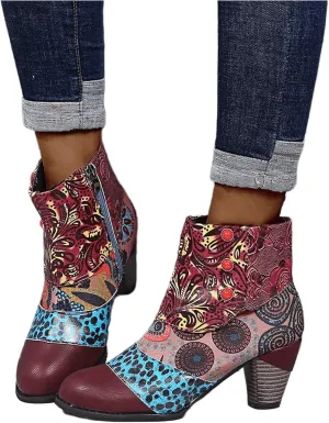 Lausiuoe Ankle Boots For Women Low Heel Chunky Dressy Pointed Toe Side Zipper Booties Fashion Western Short Boots Shoes