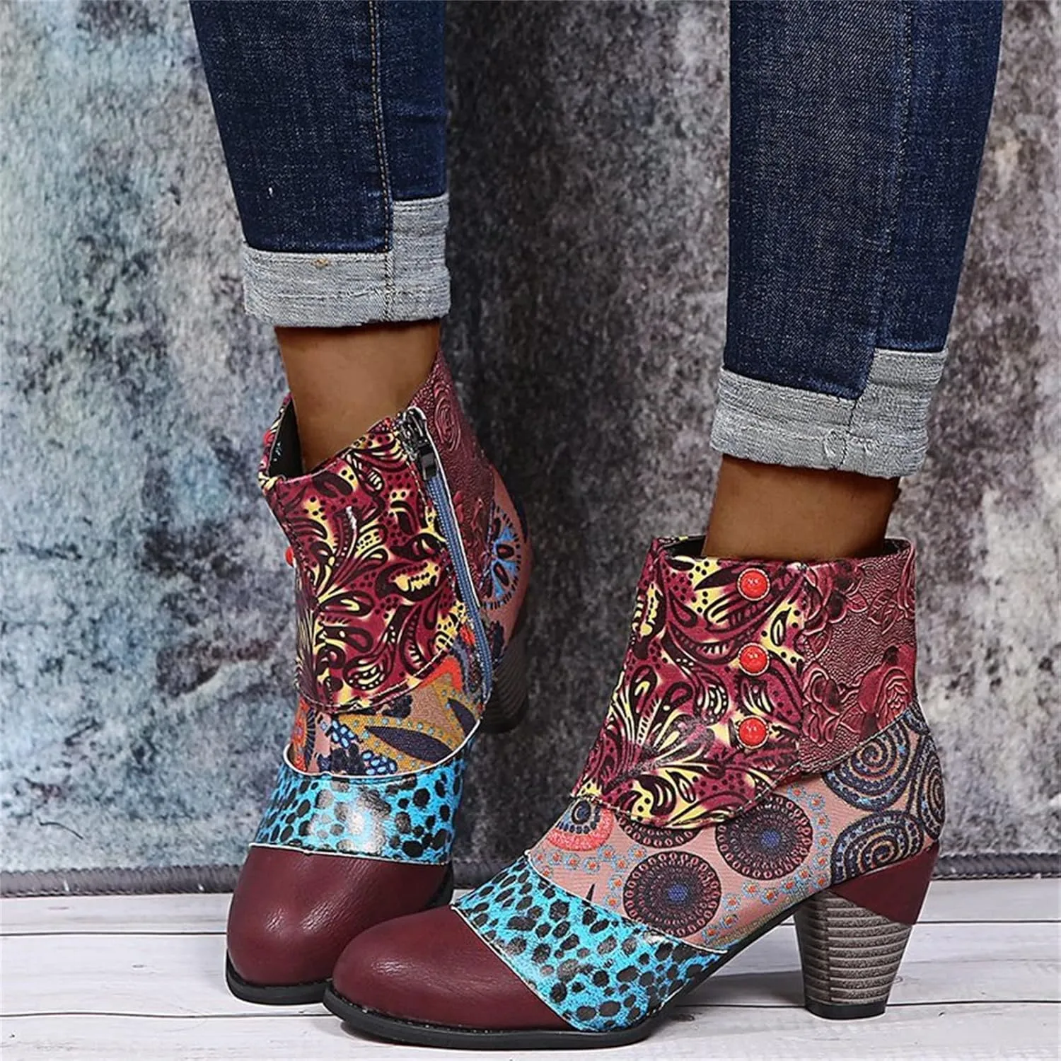 Lausiuoe Ankle Boots For Women Low Heel Chunky Dressy Pointed Toe Side Zipper Booties Fashion Western Short Boots Shoes