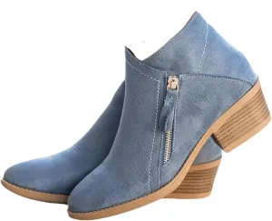 Lausiuoe Boots For Women Ankle Booties Sexy Low Heels Chunky Stacked Mid Heel Side Zipper Dressy Western Short Boots