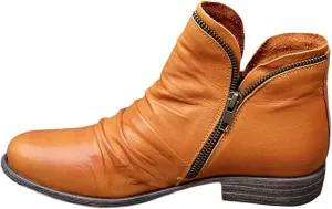 Lausiuoe Boots For Women Ankle Booties Winter Chunky Stacked Mid Heel Wide Width Side Zipper Dressy Western Short Boots
