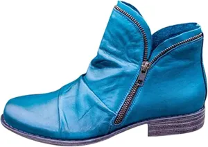 Lausiuoe Boots For Women Ankle Booties Winter Chunky Stacked Mid Heel Wide Width Side Zipper Dressy Western Short Boots