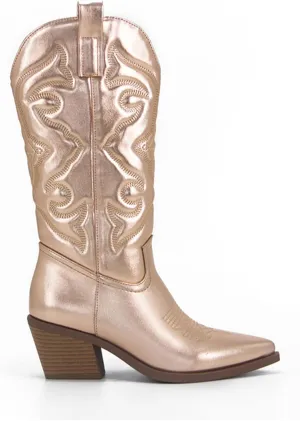 Lausiuoe Cowboy Boots For Women Wide Calf Wide Foot Cowgirl Western Boots Embroidery Low Heel Knee High Chunky Heel Boot