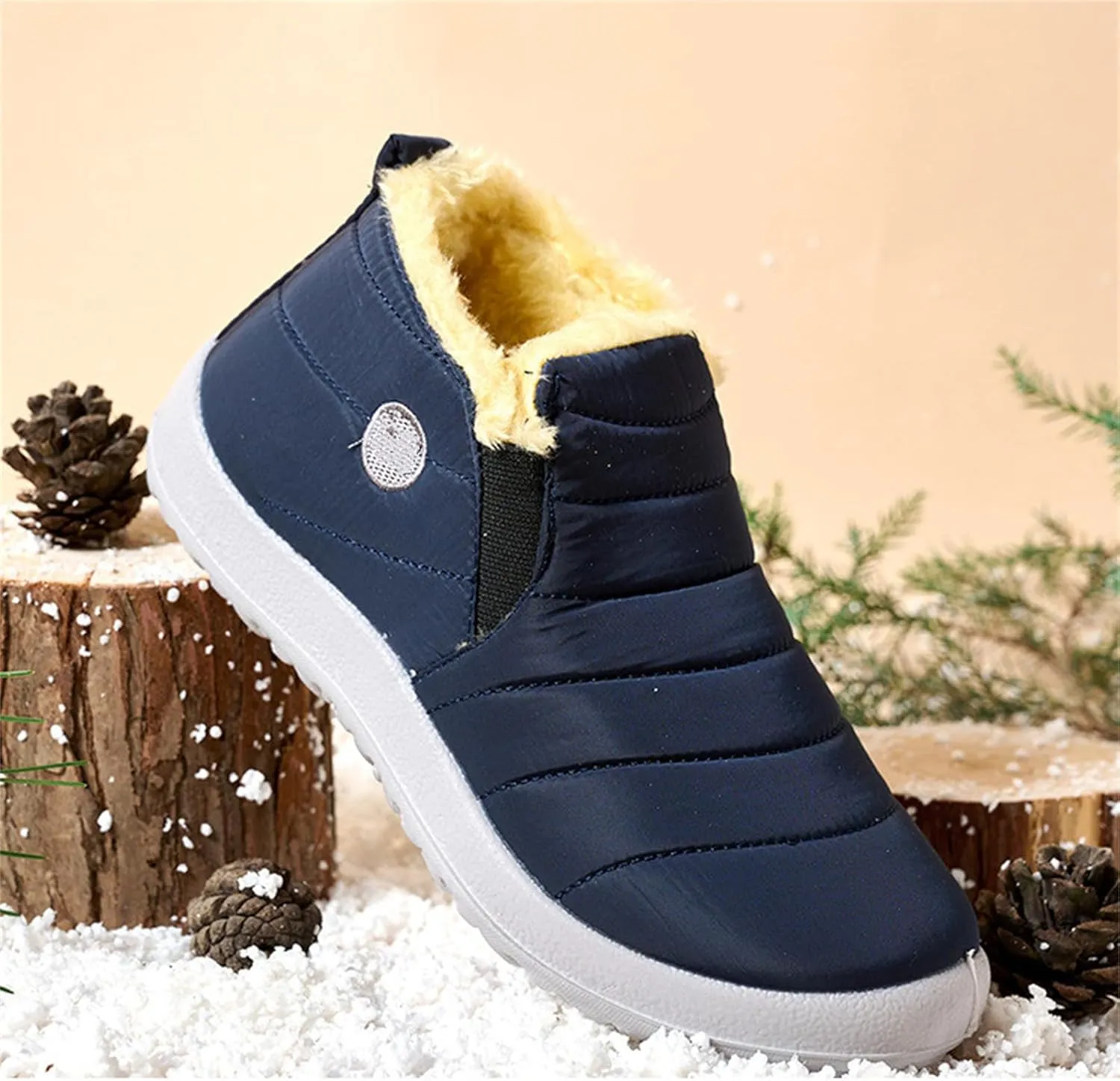 Lausiuoe Snow Boots For Women Waterproof Insulated Non Slip Winter Shoes Slip On Ankle Booties Fur Lined Outdoor Sneakers