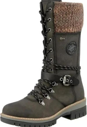 Lausiuoe Winter Boots For Women Fashion 2022 Platform Mid Calf Low Heel Round-Toe Side Zip Punk Lace Up Military Combat Boots