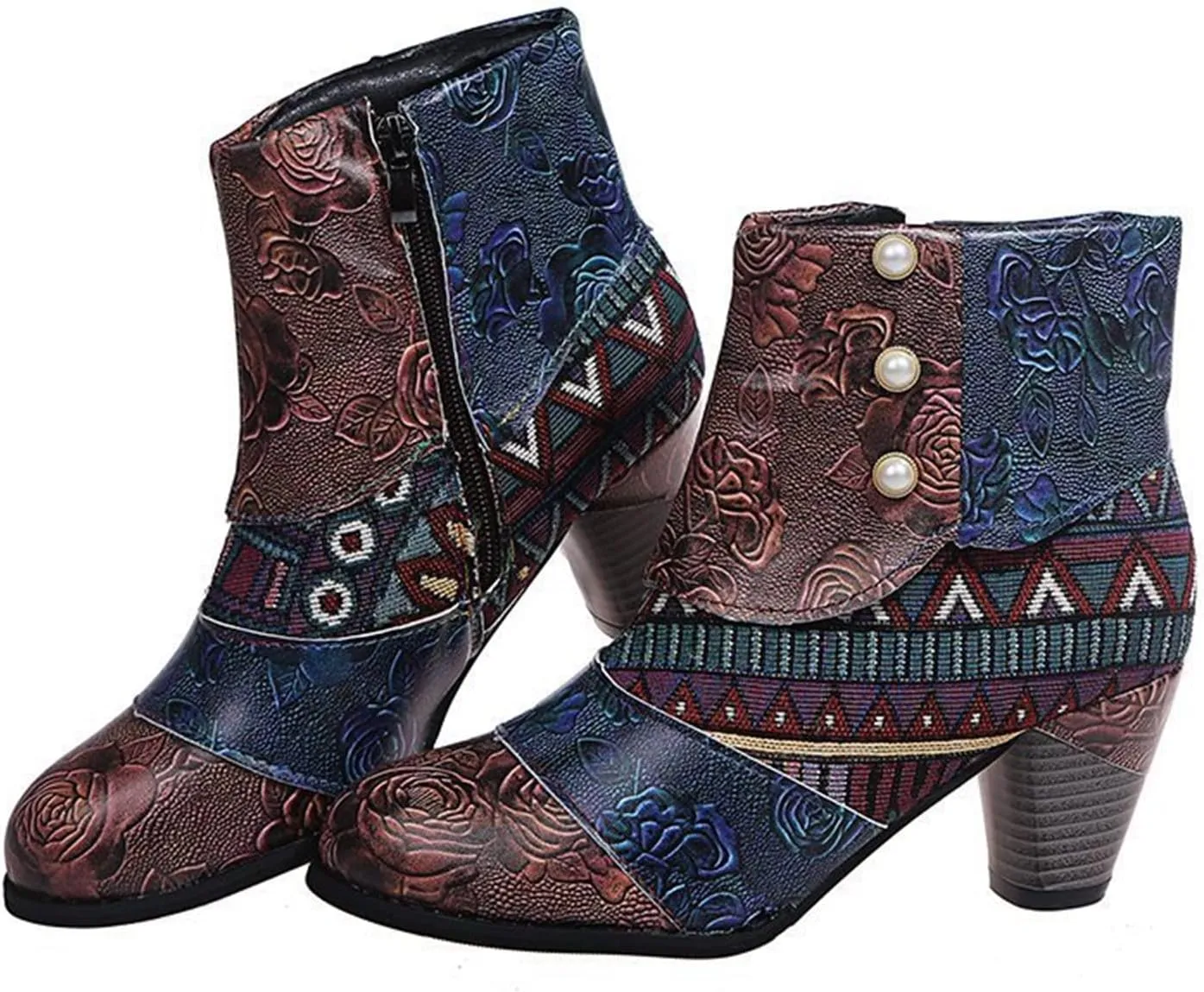 Lausiuoe Womens Boots Ankle Low Heel Cut Out Ankle Boots Casual Dressy Wide Chunky Block Stacked Slip on Western Booties