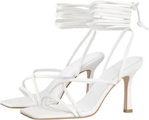 LISHAN Women's Stiletto High Heels Strappy Lace Up Sandals