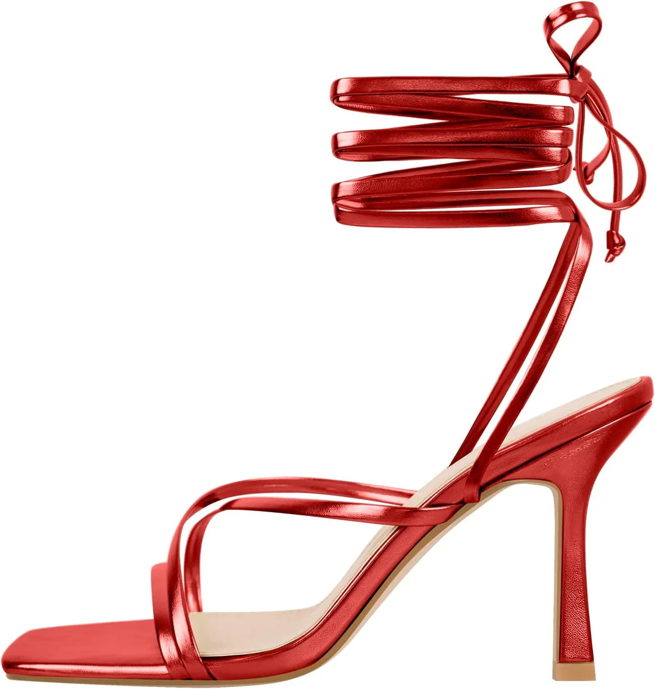 LISHAN Women's Stiletto High Heels Strappy Lace Up Sandals