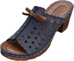 Low Chunky Heels for Women Open Toe Slip On Wide Width Hollow Summer Dressy Wedges Slippers Orthopedic Comfortable Fishmouth Wedding Vacation Travel Breathable Outdoor Fashion Low Chunky Heels Sandals