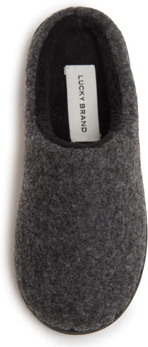 Lucky Brand Boy's Faux Wool Clog Slippers with Memory Foam