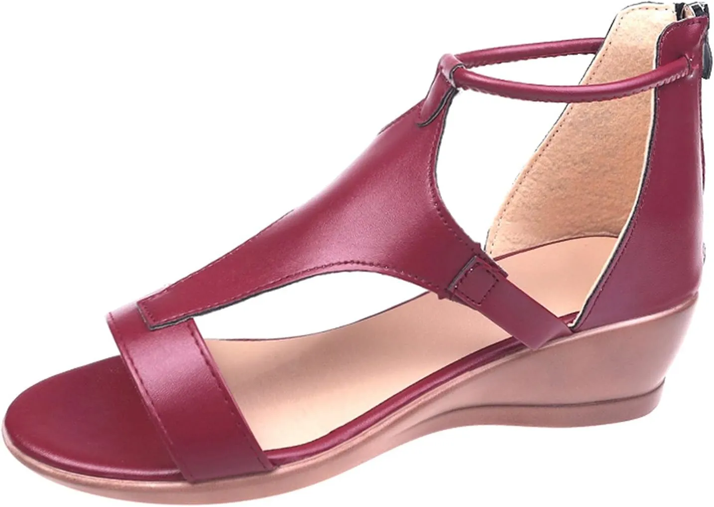 Masbird Sandals for Women Casual Summer,Women's Sandals Bohemian Beach Sandals Gladiator Sandals Retro Back Zip Flat Shoes