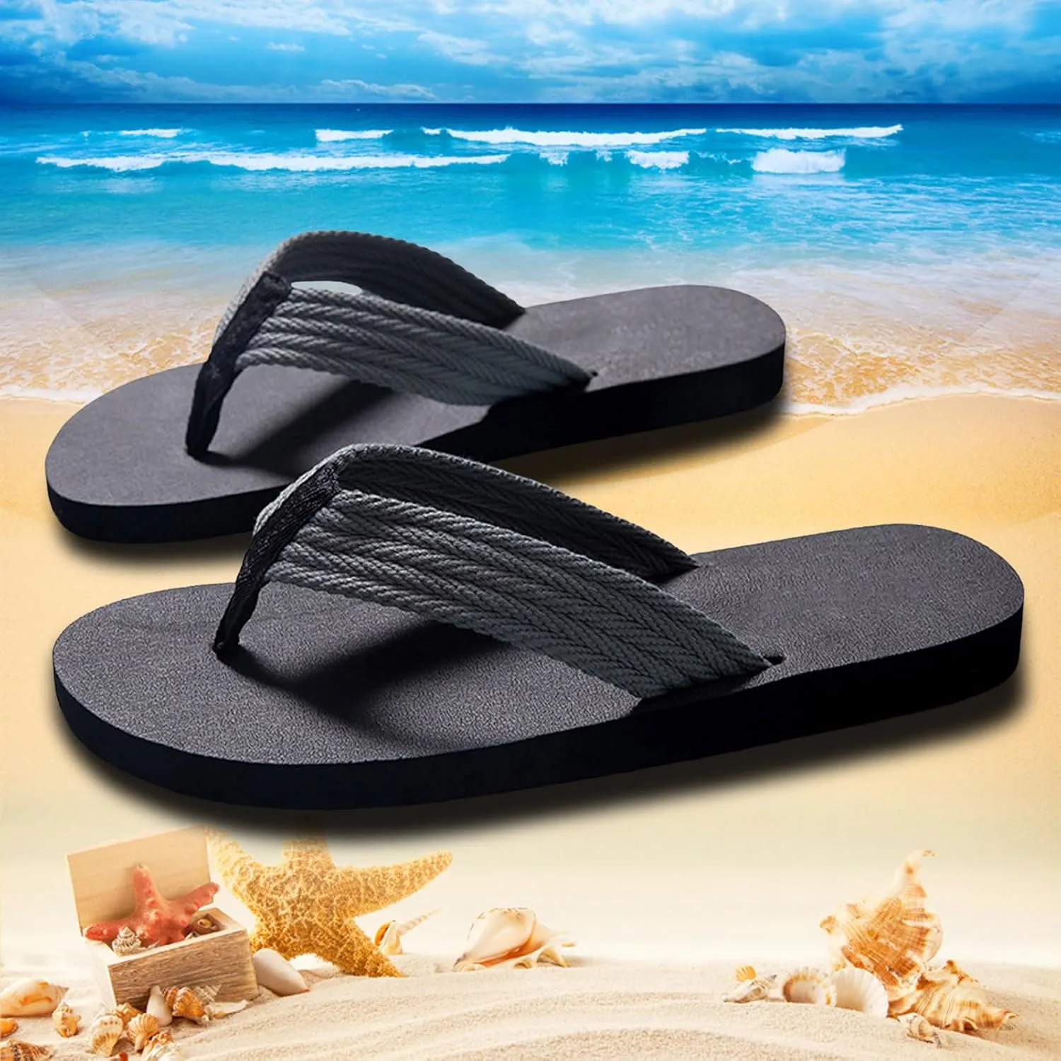 Men Summer Casual Outside Wear Beach Non Slip Breathable Flip Flops Clip Toes Big Size Flat Fuzzy Flip Flop Slippers Men