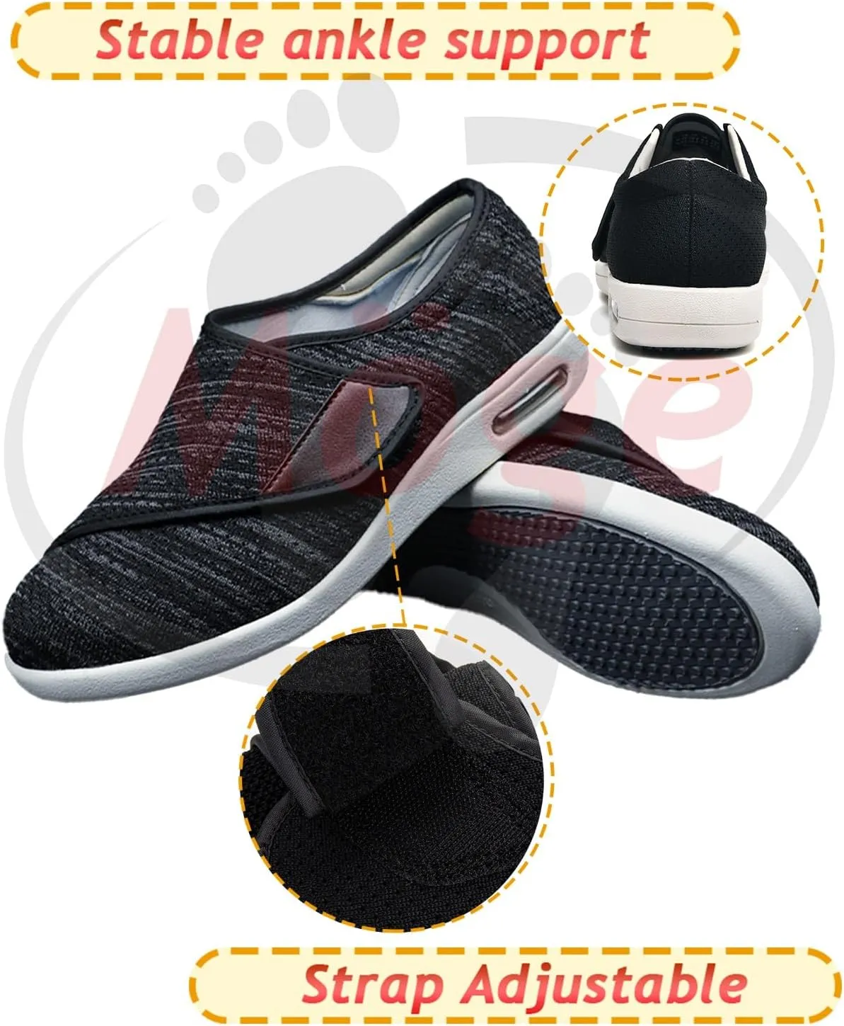 Men's Diabetic Shoes Slip On Casual Shoes Extra Wide Walking Shoes for Edema Hook Loop Recovery Casual Shoes for Swollen Feet Running Walking Slip On Sneakers