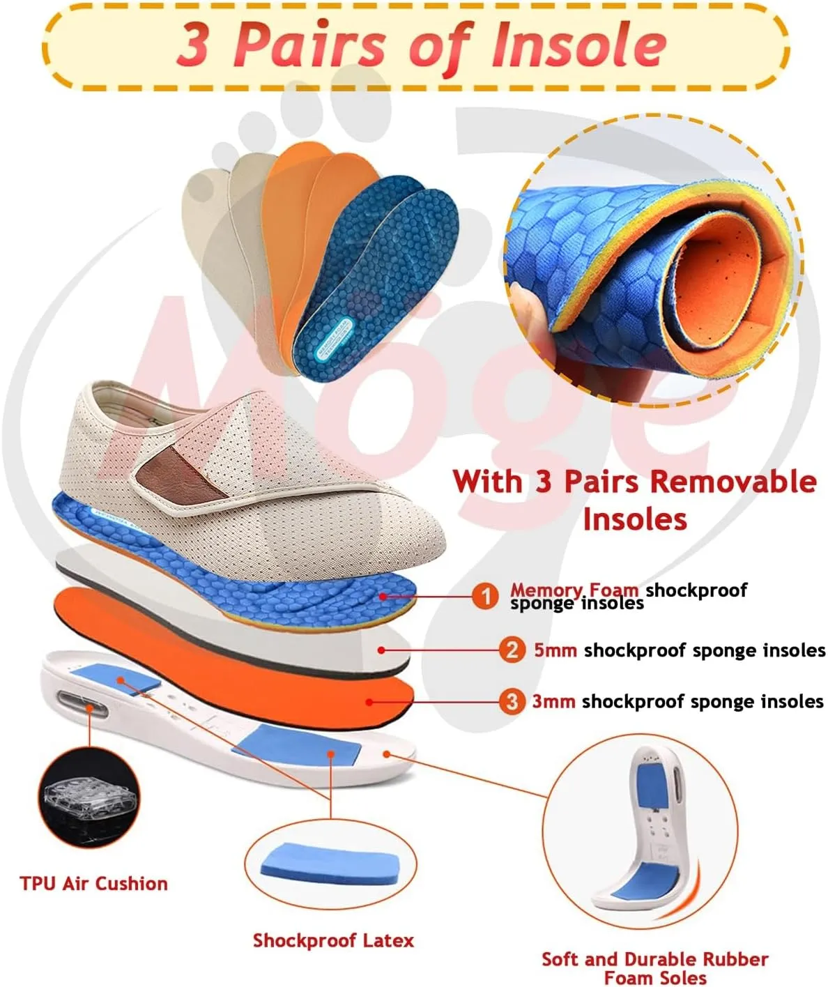 Men's Diabetic Shoes Slip On Casual Shoes Extra Wide Walking Shoes for Edema Hook Loop Recovery Casual Shoes for Swollen Feet Running Walking Slip On Sneakers